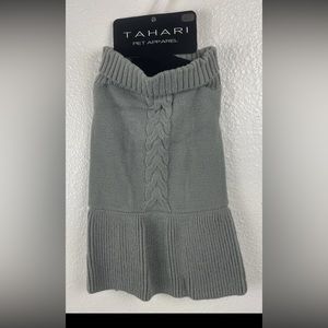 Tahari Pet Apparel Gray Knit Dog Sweater Dress Large NWT